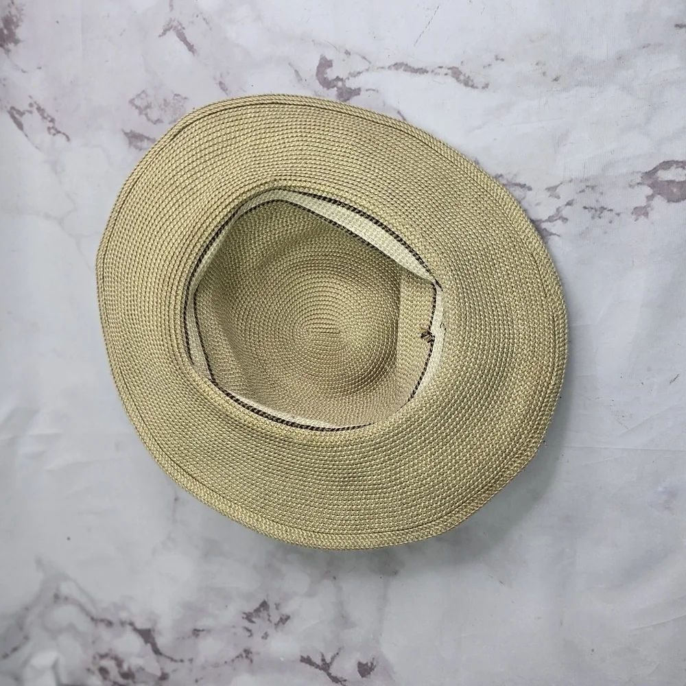 Vintage Sun Hat Floppy 90s Ladies Wide Brim Beach Shade Fabric Soft Straw S M - Picture 7 of 8